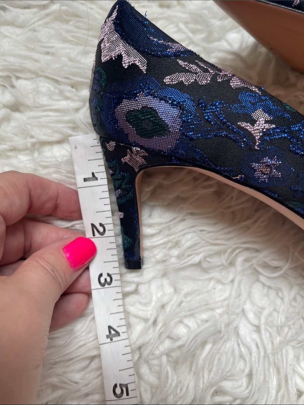 J. Crew Colette Jacquard Embellished Pumps Navy Floral Jacquard Pointed-T - Picture 12 of 12